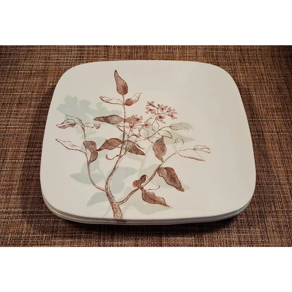 Corelle by Corning TWILIGHT GROVE Set of 4 Square Dinner Plates 10.5